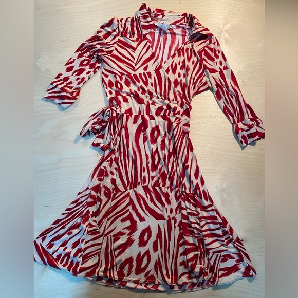Jessica Howard Red and White Midi Dress - Picture 1 of 12